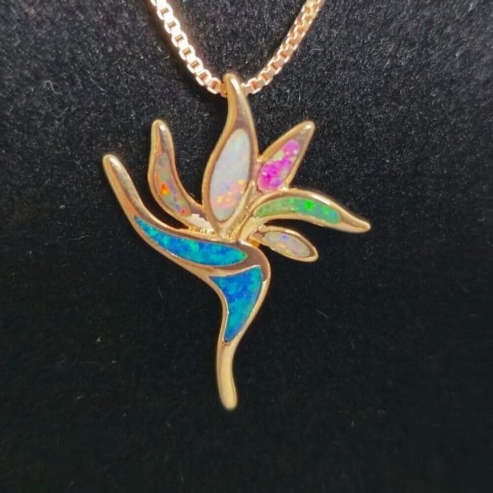 Dramatic Torch Pendant With Multi-Colored Opals I… - image 2